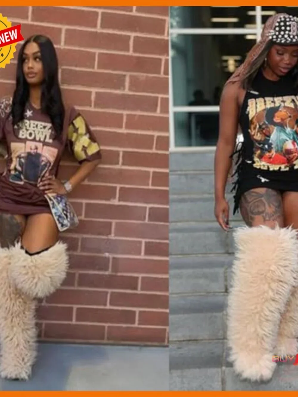 29 Inch Over the Knee Faux Fur Snow Boots Winter Thigh High Boots
